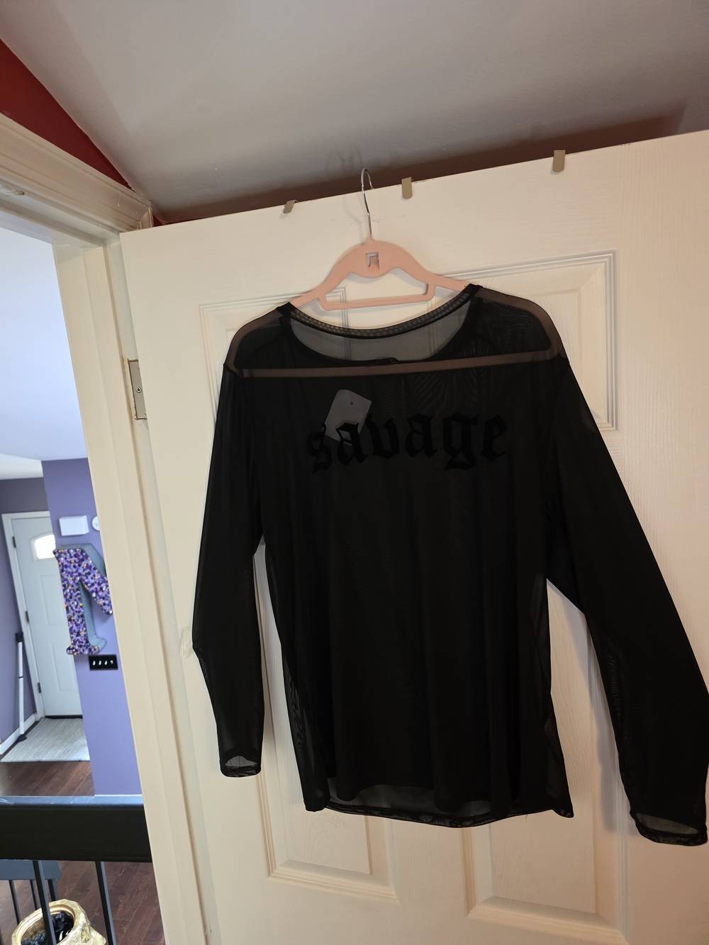 Savage Black Sheer Long Sleeve Tee